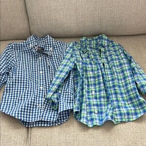 Vineyard Vines Blue and Green Plaid Kids Button Down Shirts